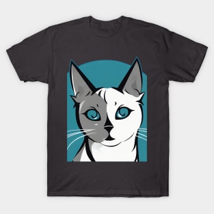 White and gray cat with blue eyes T-Shirt